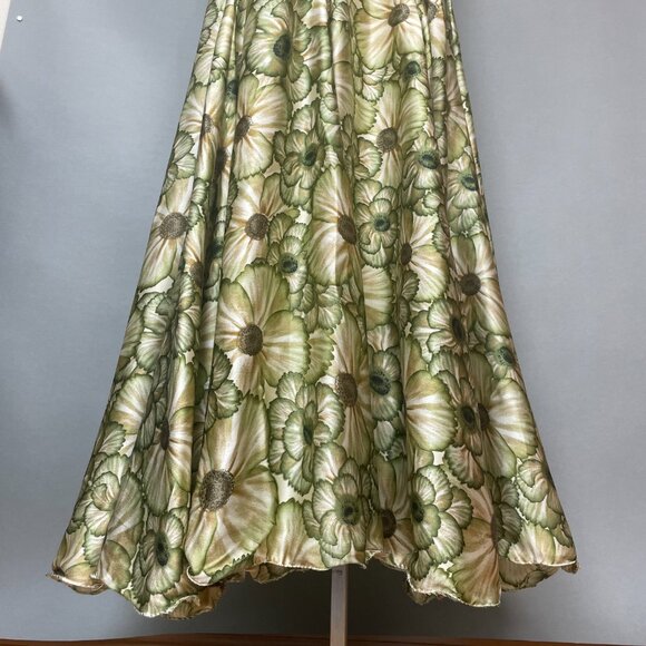 Indian Dress Rhinestones Floral Size XL Green Ruched Top Maxi Floral Embellished - Picture 4 of 14